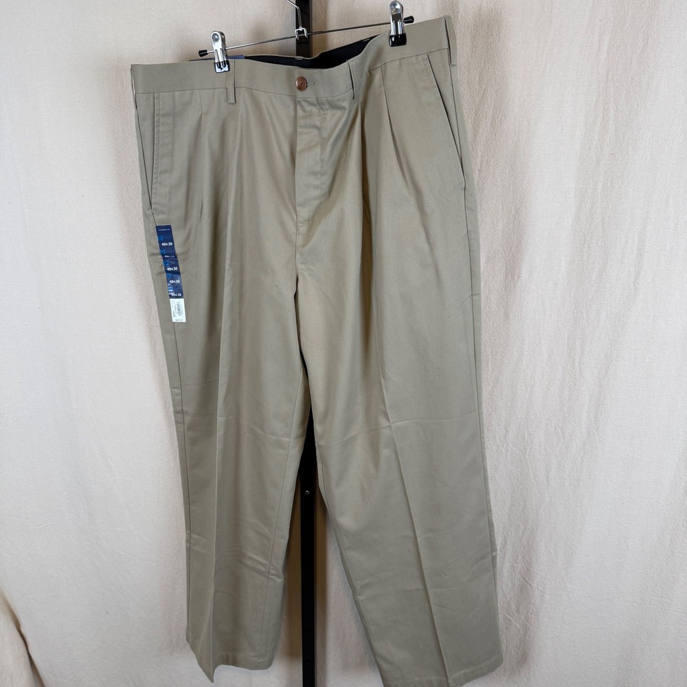 Croft & Barrow Mens Pleated Easy-Care Khaki Pants Brit Khaki 40x30 Z9FB0414KO